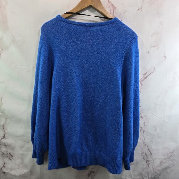 Torrid Sweater Womens 3 3X Blue Vegan Cashmere Surplice V Plunge Faux Wrap - Picture 5 of 13